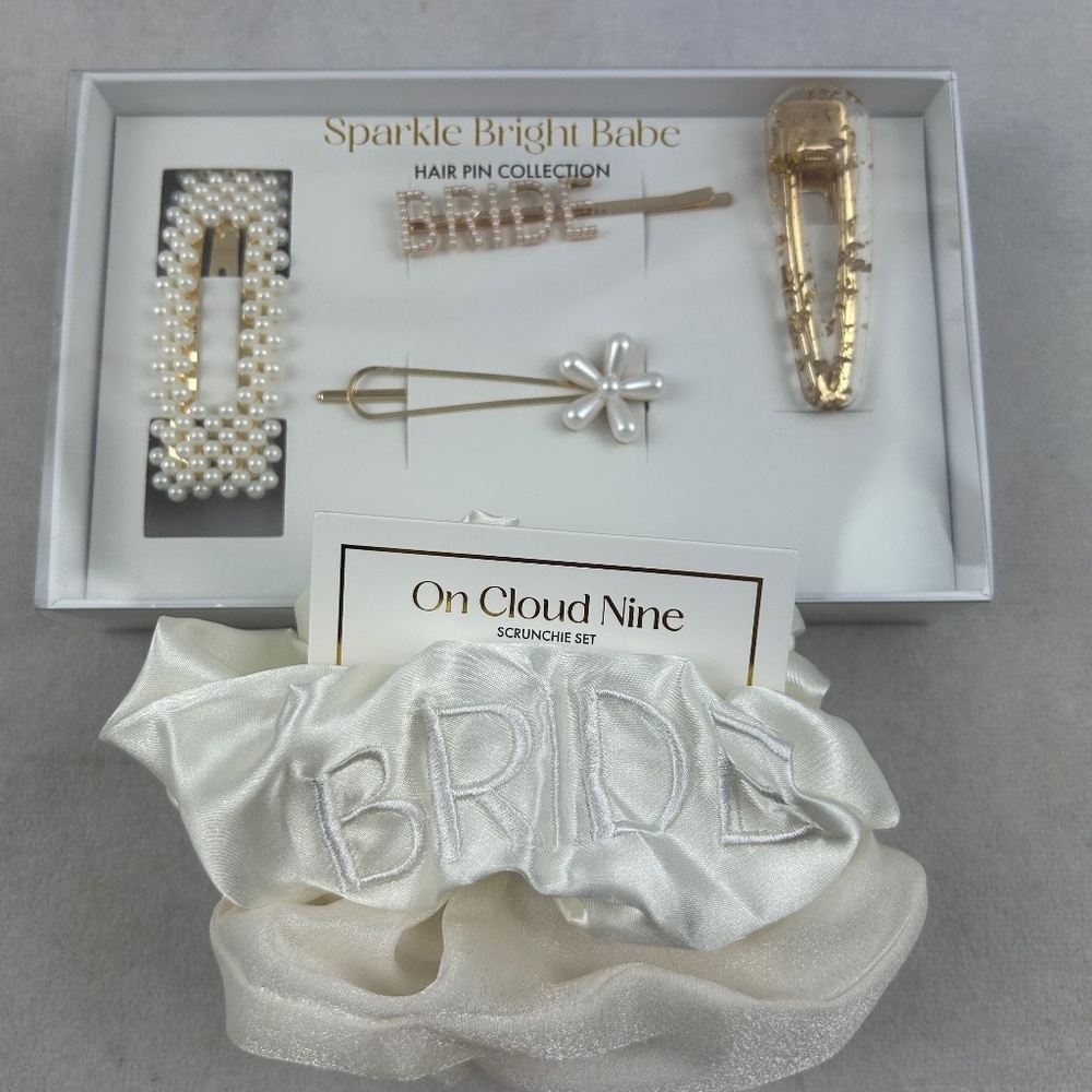 NWT‎ Miss to Mrs sparkle bright babe hair pin collection and bride scrunchies
